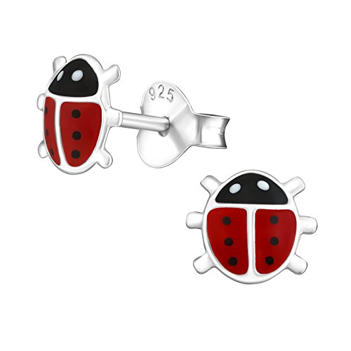 Laimons Mädchen Kids Kinder-Ohrstecker Ohrringe Kinderschmuck Marienkäfer 6mm Schwarz,Weiß,Rot Sterling Silber 925 von Laimons