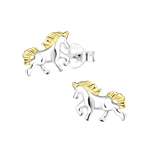 Laimons Mädchen-Ohrstecker Einhorn 10mm Glanz vergoldet aus Sterling Silber 925 von Laimons