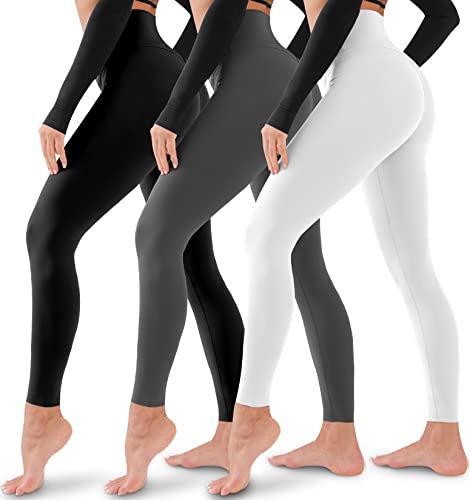 3er-Pack Leggings für Damen, nicht durchsichtig, hohe Taille, Bauchkontrolle, Yogahose, Workout, Laufen, Leggings, 02-sortiert03, S/M von Laite Hebe