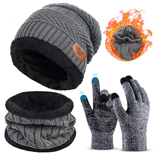 lalafancy Wintermütze Strickmütze Warme Beanie Winter Mütze und Schal mit Fleecefutter für Damen und Herren von lalafancy