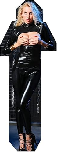 Catsuit, Wet Look wie Latex, Gr. 38/40 Ganzkörper Anzug, Damen Frauen schwarz, glänzend, Reißverschluss, Zip hinten, Wet Look, fetisch, Fasching, Sexspielzeug Sex (XL) von Lalia