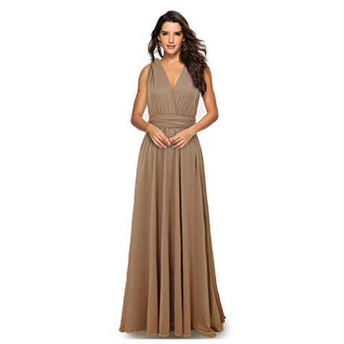 Infinity Kleid inklusive Bandeau Top Brautjungfernkleid Gr. 42-48 viele Farben Wickelkleid lang, 70 Verschiedene Wickelarten Brautkleid, Bridesmaid, one Size, Stretch (Braun/Beige, 2 (42-48)) von Lalia