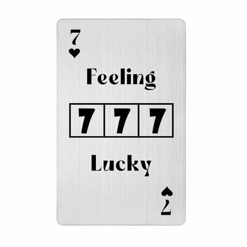 Laluminter Lucky Little 7 Charm Wallet Card Inserts - Feeling Lucky Gifts with Three Seven Design - Year Round Positive Energy Companion - Christmas Birthday Business Cards, silber Laluminter Lucky Little 7 Charm Wallet Card Inserts - Feeling Lucky Gifts with Three Seven Design - Year Round Positive Energy Companion - Christmas Birthday Business Cards, silber von Laluminter