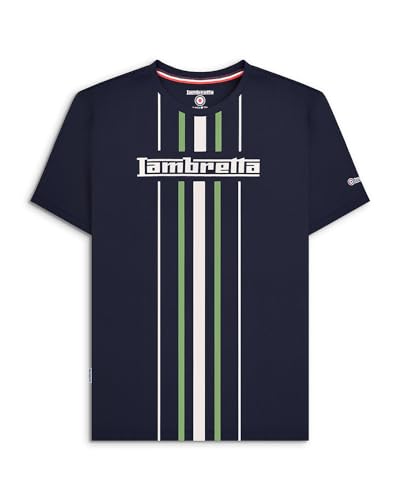 Lambretta Gestreiftes Retro-T-Shirt für Herren, kurzärmelig, navy, M von Lambretta