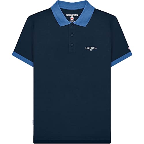 Lambretta Herren Originals Poloshirt mit Kontrastkragen und kurzen Ärmeln, navy, L von Lambretta