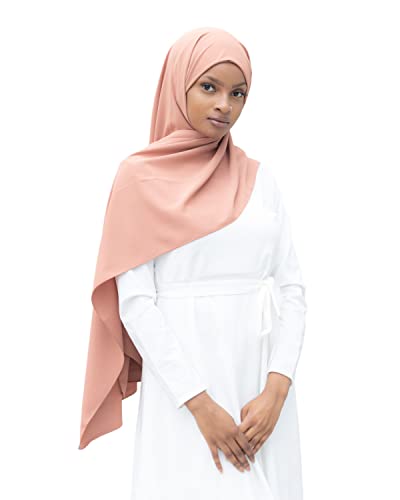 HE700 Damen-Hijab zum Hineinschlüpfen mit Knotenmütze, luxuriöser Medinenseide, Rosenholz, One size von Lamis Hijab