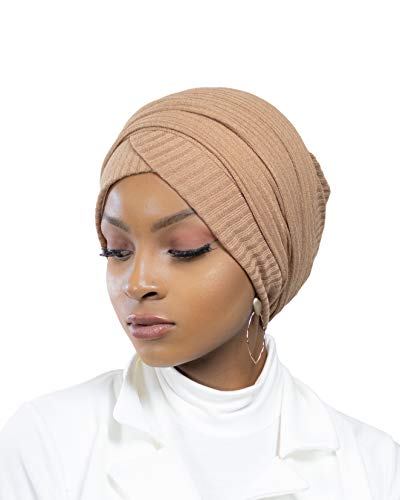 Hijab Turban, 100 % Baumwolle, gestrickt, muslimische Frauen, camel, One size von Lamis Hijab