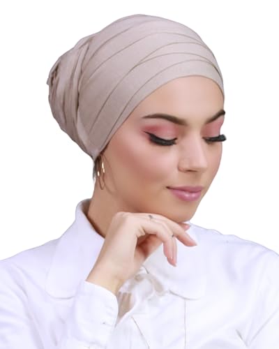 Turban Hijab Kopfbedeckung für muslimische Frauen Gr. One size, taupe TU-2 (Taupe) von Lamis Hijab