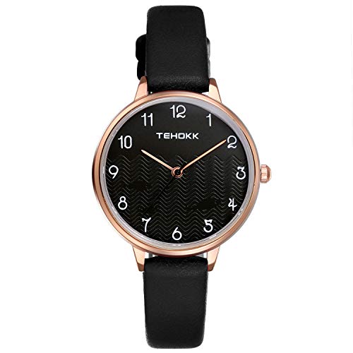 Lancardo Damen Uhren Analog Quarzuhr Frauen mit Lederband Schwarz Weiß Modisch Rund Zifferblatt Armbanduhr von Lancardo