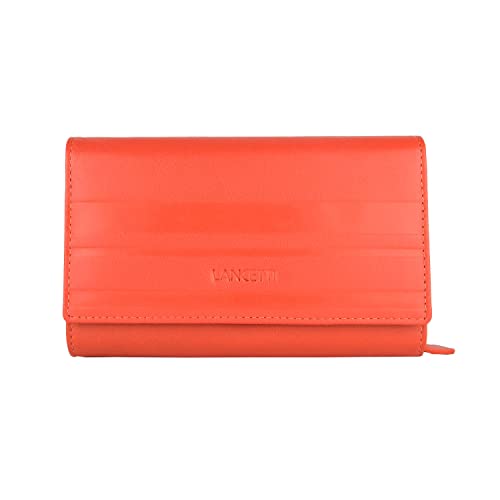 Lancetti Damen-Geldbörse aus echtem Leder, geräumig mit Geschenkbox, Orange 30 von Lancetti