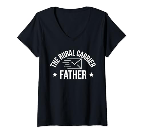 Damen The Rural Carrier Father Briefträger Postbote Vatertag T-Shirt mit V-Ausschnitt von Land Briefträger Postbote Postbeamter Design