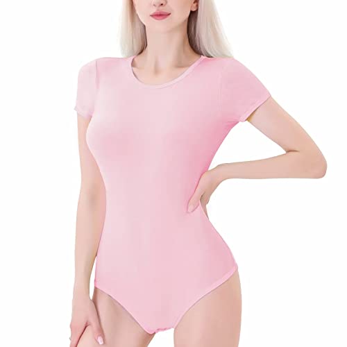 Landofgenie Damen Bodysuit Baumwolle Bodysuit Onesie Pyjamas Bodysuit Tops Rosa 3XL von Landofgenie