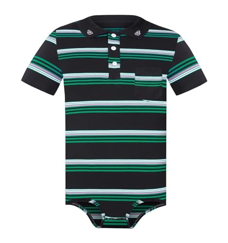 Landofgenie Herren Bodysuit Strampler Einteilige Für Männer Body Polo Shirt Pyjamas Press Botton Streifen Baumwolle Onesie Unterwäsche Schwarz 3XL von Landofgenie