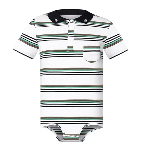 Landofgenie Herren Bodysuit Strampler Einteilige Für Männer Body Polo Shirt Pyjamas Press Botton Streifen Baumwolle Onesie Unterwäsche Weiß 3XL von Landofgenie