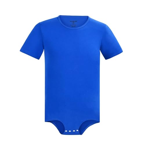 Landofgenie Herren Kurzarm Bodysuit Press Botton Crotch Shirt Pyjamas Bodysuit Leotard Top Einteilige Strampler Blau L von Landofgenie