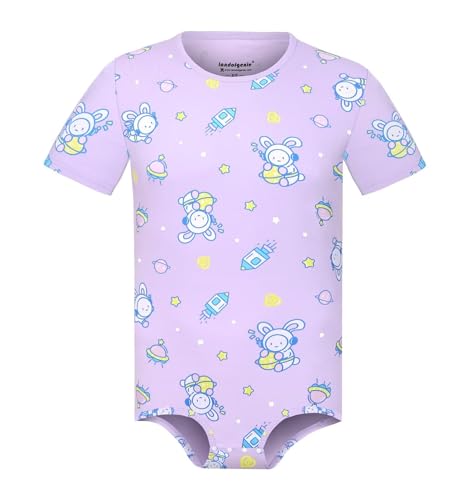 Landofgenie One Piece Shirt Jumpsuit Herren Unterwäsche Rundhalsausschnitt Onesie Baumwolle Männer Bodysuit Druckknöpfe Schritt Astronaut Bunny L von Landofgenie