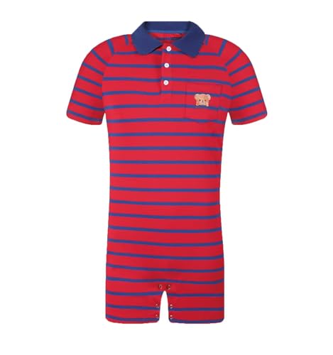 Landofgenie Onesie Pyjama Herren Kurzarm Baumwolle Strampler One Piece Bodysuit Gestreiftes Romper für Männer Rot M Landofgenie Onesie Pyjama Herren Kurzarm Baumwolle Strampler One Piece Bodysuit Gestreiftes Romper für Männer Rot M von Landofgenie