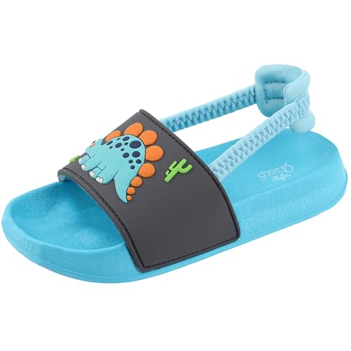 Lanivic Badelatschen Mädchen Badesandalen Jungen Badeschlappen Dusch Badeschuhe Sommer Rutschfest Leicht Strand Hausschuhe Kinder Sandalen Gummiband Dinosaurier 22 EU von Lanivic