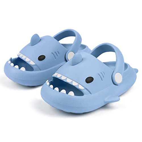 Lanivic Jungen Mädchen Hai Dusch und Badeschuhe Tiger Lustig Sommer Clogs Hausschuhe rutschfeste Pantoletten Schuhe Badelatschen Strand Shark Slippers Blau von Lanivic