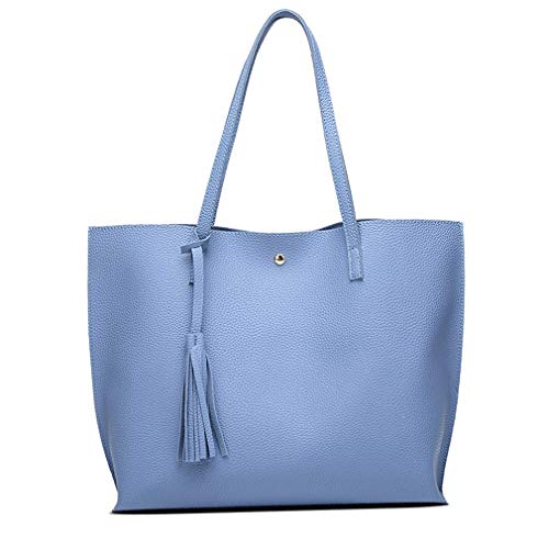 Lankater Tragetaschen Für Frauen, Frauen-dame-handtaschen Weichen Pu-leder Top Griff Umhängetasche Umhängetasche Große Kapazitäts-einkaufstasche (sky Blue) von Lankater