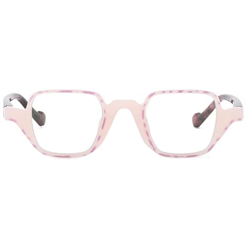 Lanomi Hexagon Lesebrille Damen Herren Kunststoff Polygonale Lesehilfe Rechteck High Definition Sehhilfe Transparent Linse Brille mit Sehstärke Rosa 1.5 von Lanomi