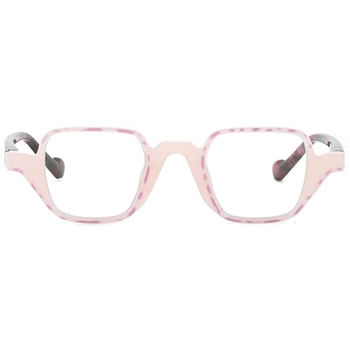 Lanomi Hexagon Lesebrille Damen Herren Kunststoff Polygonale Lesehilfe Rechteck High Definition Sehhilfe Transparent Linse Brille mit Sehstärke Rosa 2.5 von Lanomi