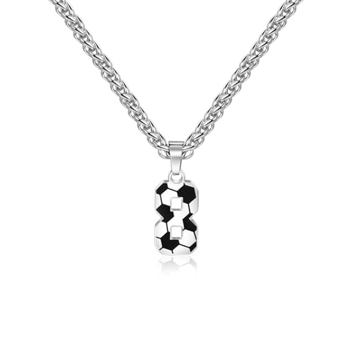 Lantine Fußball Zahl Halskette für Jungen Nr. 8 Zahl Anhänger Edelstahl Zahl kette 55mm Kette Fußball Geschenke für Jungen & Mädchen von Lantine