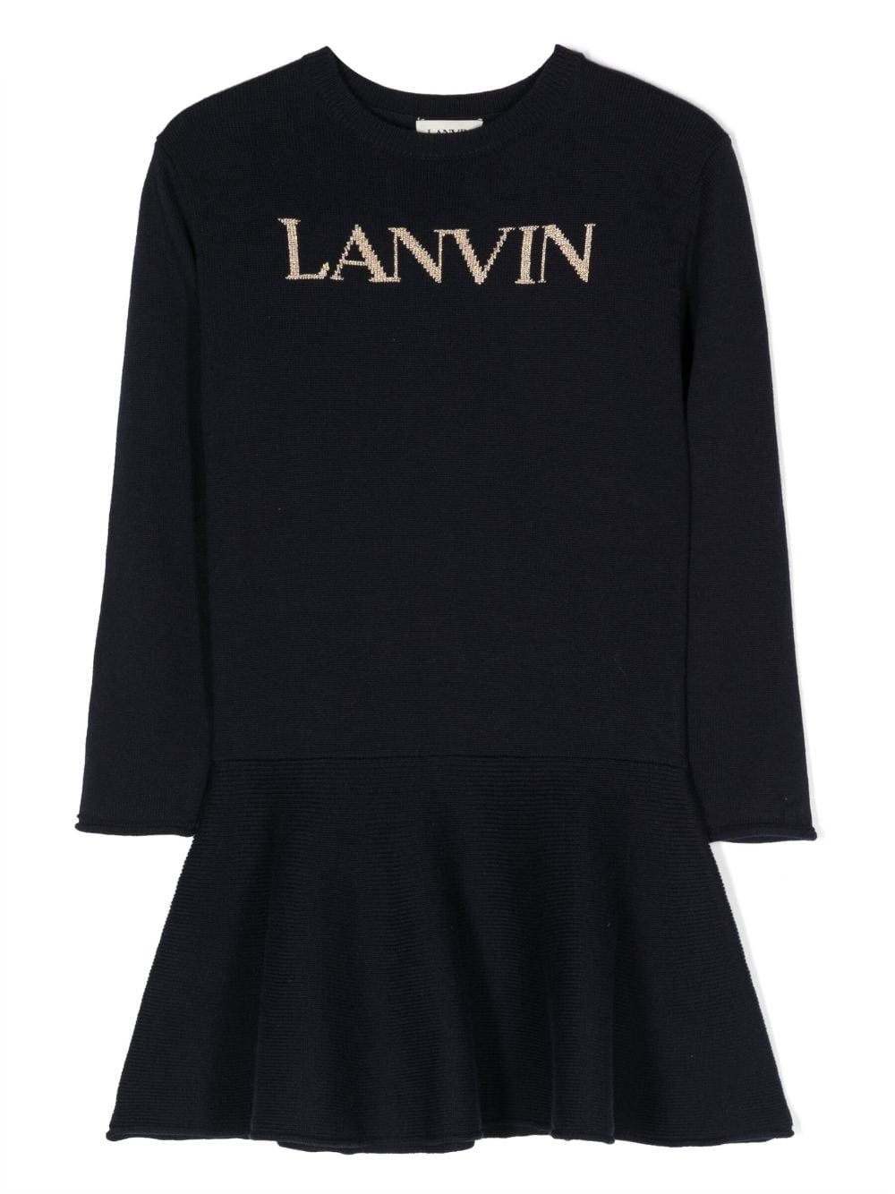 Lanvin Enfant Strickkleid mit Intarsien-Logo - Blau von Lanvin Enfant