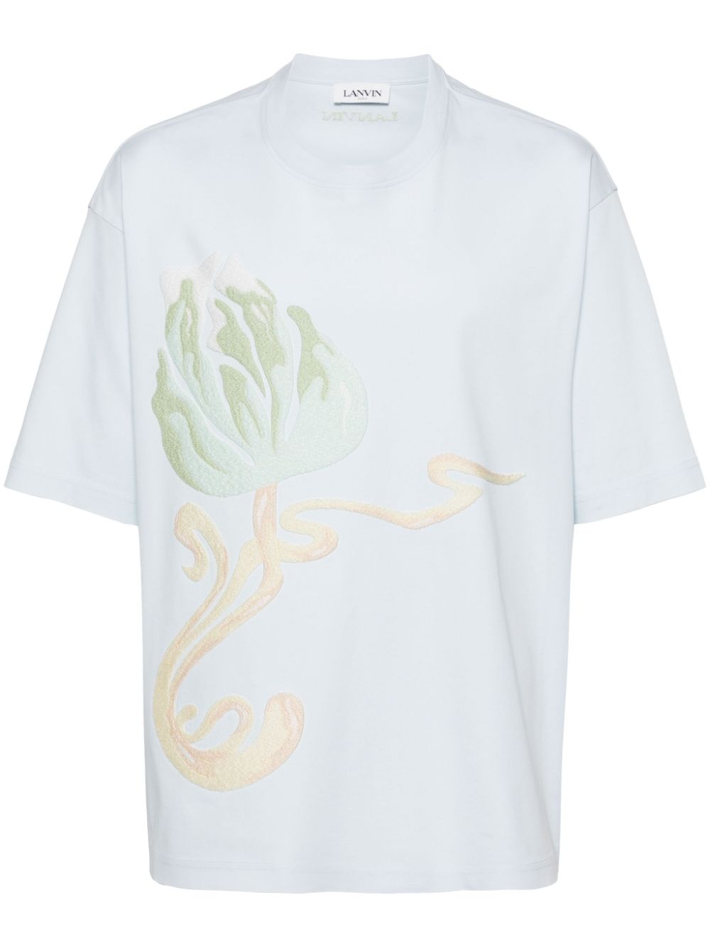 Lanvin T-Shirt mit Blumenstickerei - Blau von Lanvin