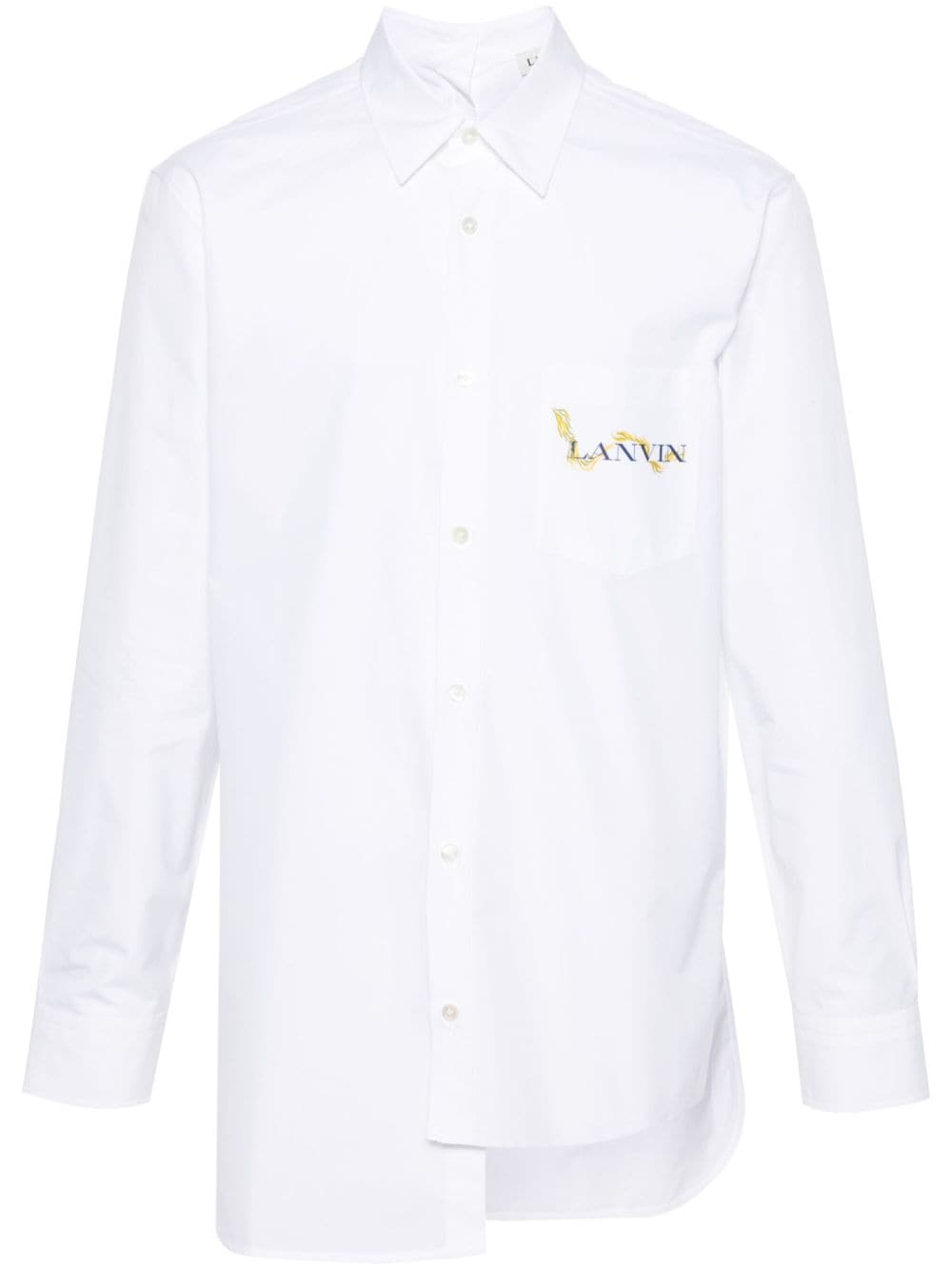 Lanvin Asymmetrisches Hemd mit Logo-Print - Weiß von Lanvin