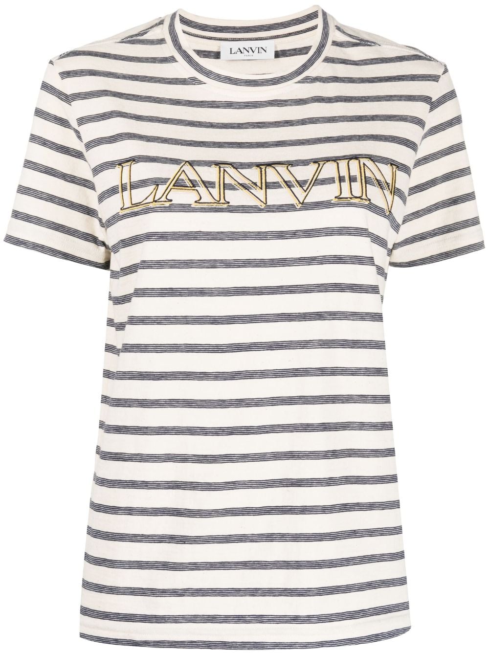 Lanvin Gestreiftes T-Shirt mit Logo-Print - Nude von Lanvin