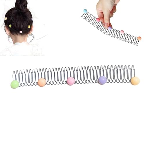Dehnbare unsichtbare Haarspangen, 1/3 Stück Mädchen U-Form Finishing Fixer Kamm Stirnbänder, flexibles Clip-förmiges Set-Zubehör for Kinder, Kleinkinder, Kinderzubehör (Color : Ball, Size : 1Pcs) von LaoSShu