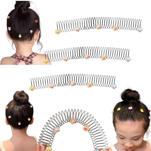 Dehnbare unsichtbare Haarspangen, 1/3 Stück Mädchen U-Form Finishing Fixer Kamm Stirnbänder, flexibles Clip-förmiges Set-Zubehör for Kinder, Kleinkinder, Kinderzubehör (Color : Bow Flower, Size : 3P von LaoSShu