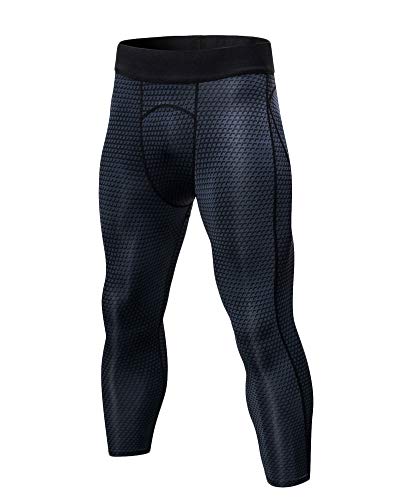 Männer Kompression 3/4 Hose Workout Laufen Leggings Strumpfhosen Sport Tights Schwarz M von LaoZanA