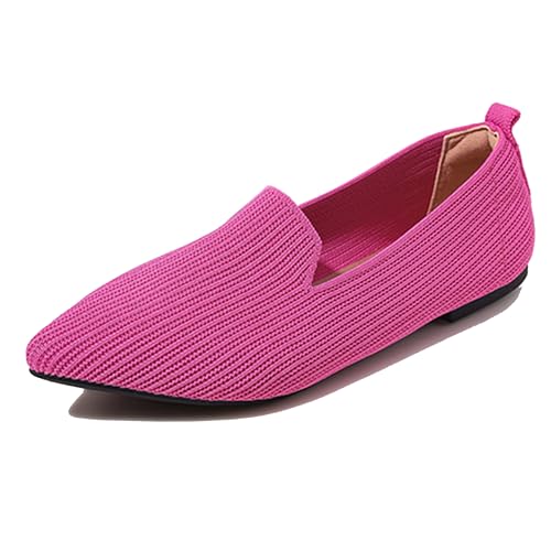 LarDorLin Ballet Flach Damen Pointed Toe Strickented Dolly Shoe Ohne Verschluss Buro Arbeit Loafer Komfort Gehen Driving Flach Schuhe Rose-Rot Gr 34 EU LarDorLin Ballet Flach Damen Pointed Toe Strickented Dolly Shoe Ohne Verschluss Buro Arbeit Loafer Komfort Gehen Driving Flach Schuhe Rose-Rot Gr 34 EU von LarDorLin