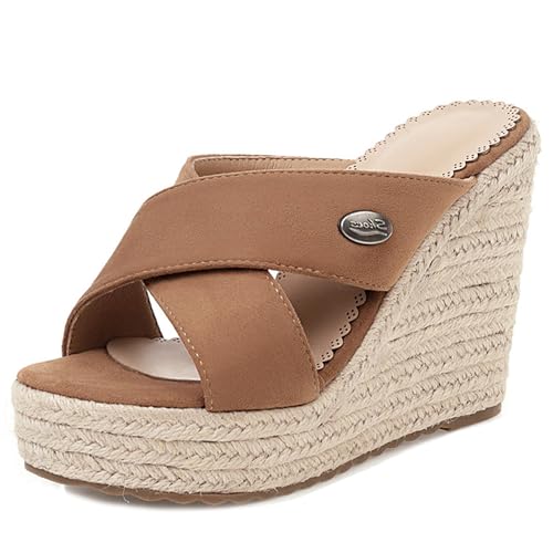 LarDorLin Keilabsatz Espadrille Plateau Damen Pantoffeln Bogen Offene Zeh Sommer Sandales Transparent Strand Flip Flops Wildleder Camel Gr 33 EU LarDorLin Keilabsatz Espadrille Plateau Damen Pantoffeln Bogen Offene Zeh Sommer Sandales Transparent Strand Flip Flops Wildleder Camel Gr 33 EU von LarDorLin