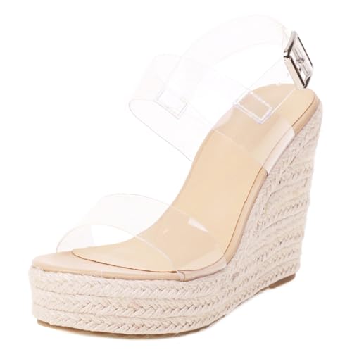 LarDorLin Plateau Keilabsatz Espadrille Wildleder Damensandalen Schnalle Strappy Mode Offene Zeh Transparent Bogen Heel Aprikose Gr 33 EU LarDorLin Plateau Keilabsatz Espadrille Wildleder Damensandalen Schnalle Strappy Mode Offene Zeh Transparent Bogen Heel Aprikose Gr 33 EU von LarDorLin
