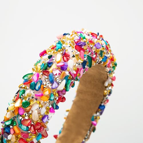 3Farben Strass-Stirnbänder,Glitzernde Kristall Stirnbänder,Barock Boho-Schmuck-Stirnband Breites Haarband Haarreif,Glitzer gepolstert Mode-Stirnband,Glitzernder FauxDiamant-Stirnband(rainbow) von Larfraecy