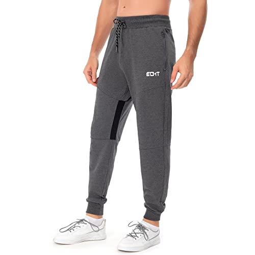 Jogginghose Herren Gym Slim Fit,Traininghose Fitness Sweathose Freizeithose mit Reißverschluss Taschen von Larrok