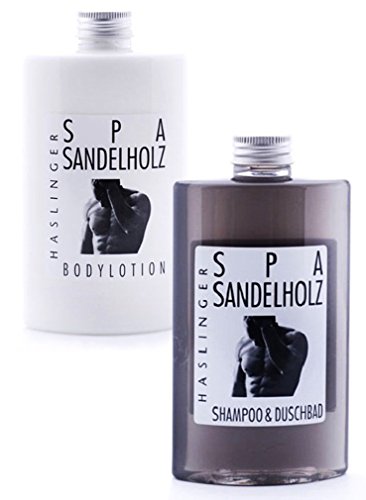 Lashuma Pflegeset for Men Sandelholz im 2er Set, Duschbad & Shampoo und Bodylotion mit Sheabutter und Mandelöl Geschenkset 2 x 200 ml von Lashuma