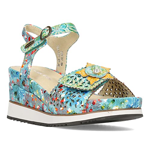 LAURA VITA Damen HECIO 19 Wedge Sandal, Turquoise, 39 EU von Laura Vita