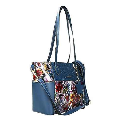 Laura Vita Damen Handtasche Henkeltasche Shopper farbenfrohes Design 4739, Farbe:Blau von Laura Vita