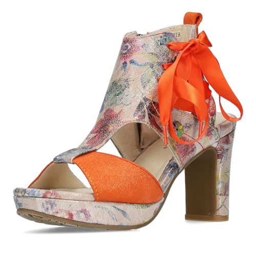 Laura Vita Damen Sandalette Absatz Schaft offene Ferse Plateau Hicao 09, Größe:38 EU, Farbe:Orange von Laura Vita