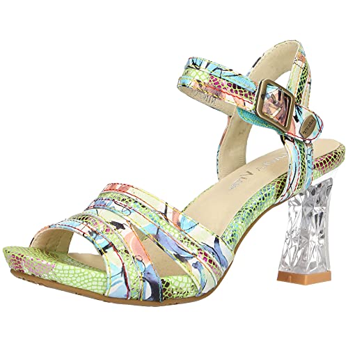 Laura Vita Damen Sandalette Muster bunt Kristalloptik transparent NINO 04, Größe:40 EU, Farbe:Blau von Laura Vita