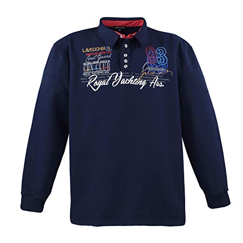 Lavecchia Übergrößen Sweatshirt Herren Langarmshirt Langarm Polo Shirt Poloshirt LV-2024 (Navy, 8XL) von Lavecchia