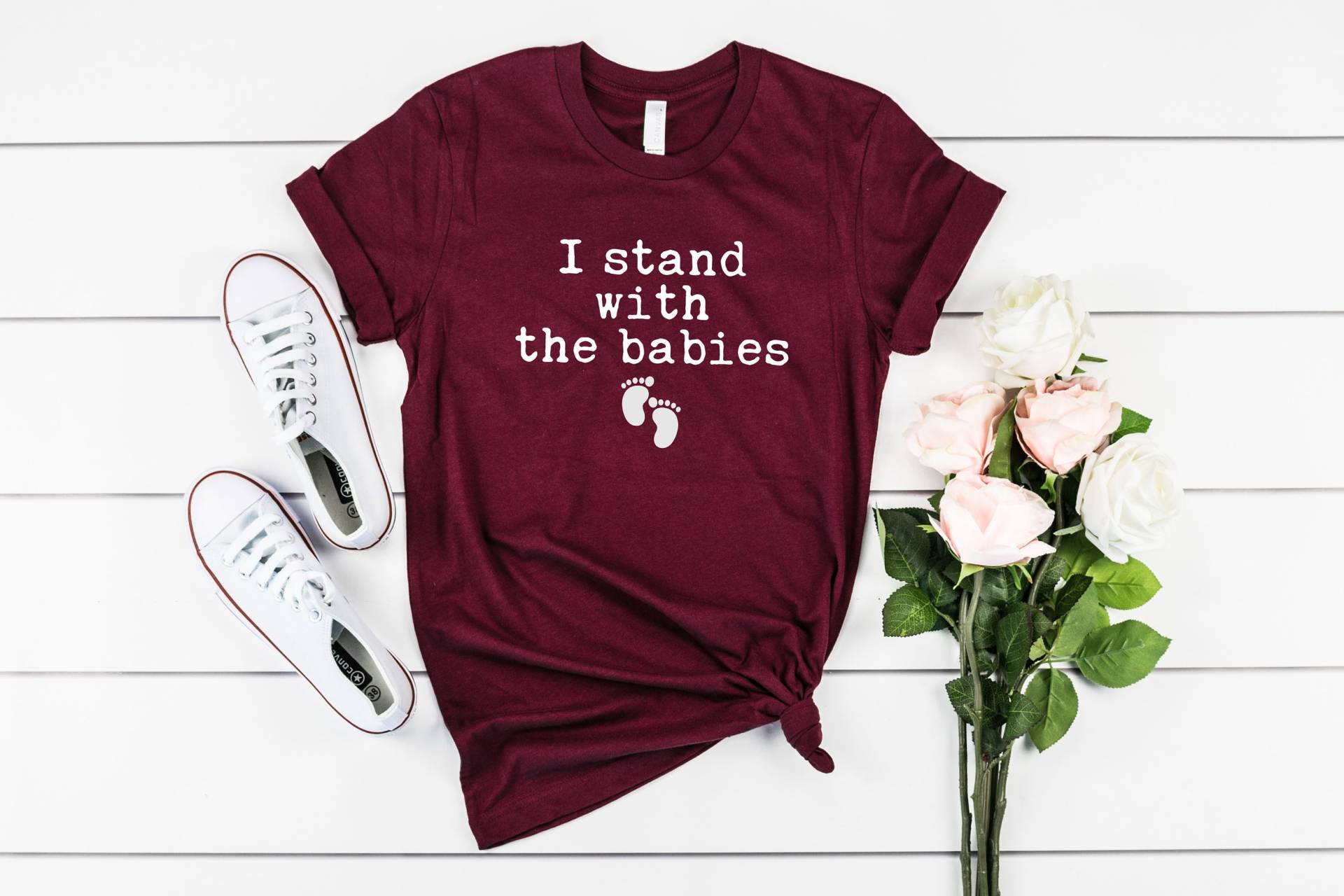 I Stand With The Babies Shirt Schreibmaschine Schrift, Pro Life T-Shirt, Christian Tshirt, Choose von LavenderBluesMarket