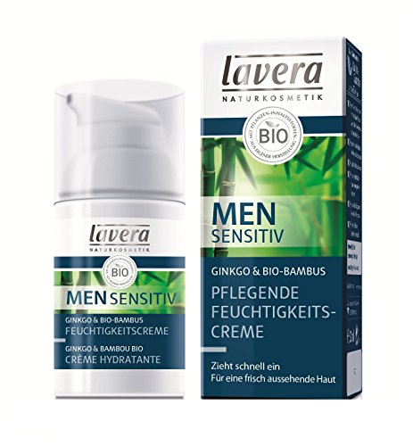 lavera pflegende Feuchtigkeitscreme Men sensitiv - Gesichtscreme für Männer - schnell einziehende Gesichtspflege - Ginkgo & Bio-Bambus - Hyaluron & Karanjaöl - Naturkosmetik - bio - vegan - 30ml von lavera
