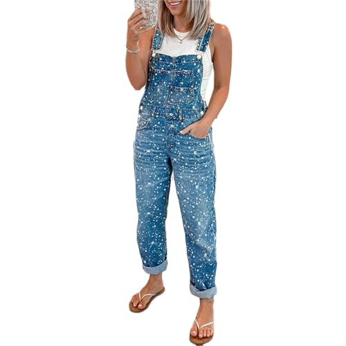 Lawawa Damen Jeanslatzhose Latzhose Retro Jeanshose Denim Jumpsuit Slim Jeanslatzhose Overall Jumpsuit Playsuit Jeans Hosenanzug Lang Trägerhose von Lawawa