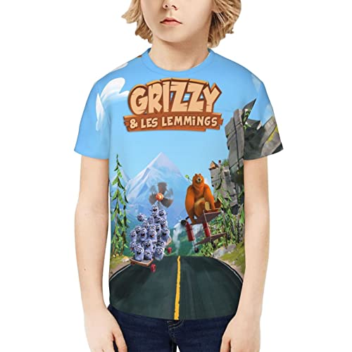 T-Shirts für Grizzlybär und die Lemminge Tabodi Jungen Unisex Best Girl's T-Shirts Retro Lustiges T-Shirt Kinder Kurzarm Klein von Lawenp