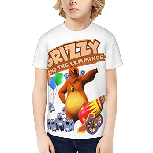 T-Shirts für Grizzy und die Lemminge Kurzärmliges Rundhals-T-Shirt Weiches Baumwoll-Polyester-Unisex-Freizeit-T-Shirt X-Large von Lawenp